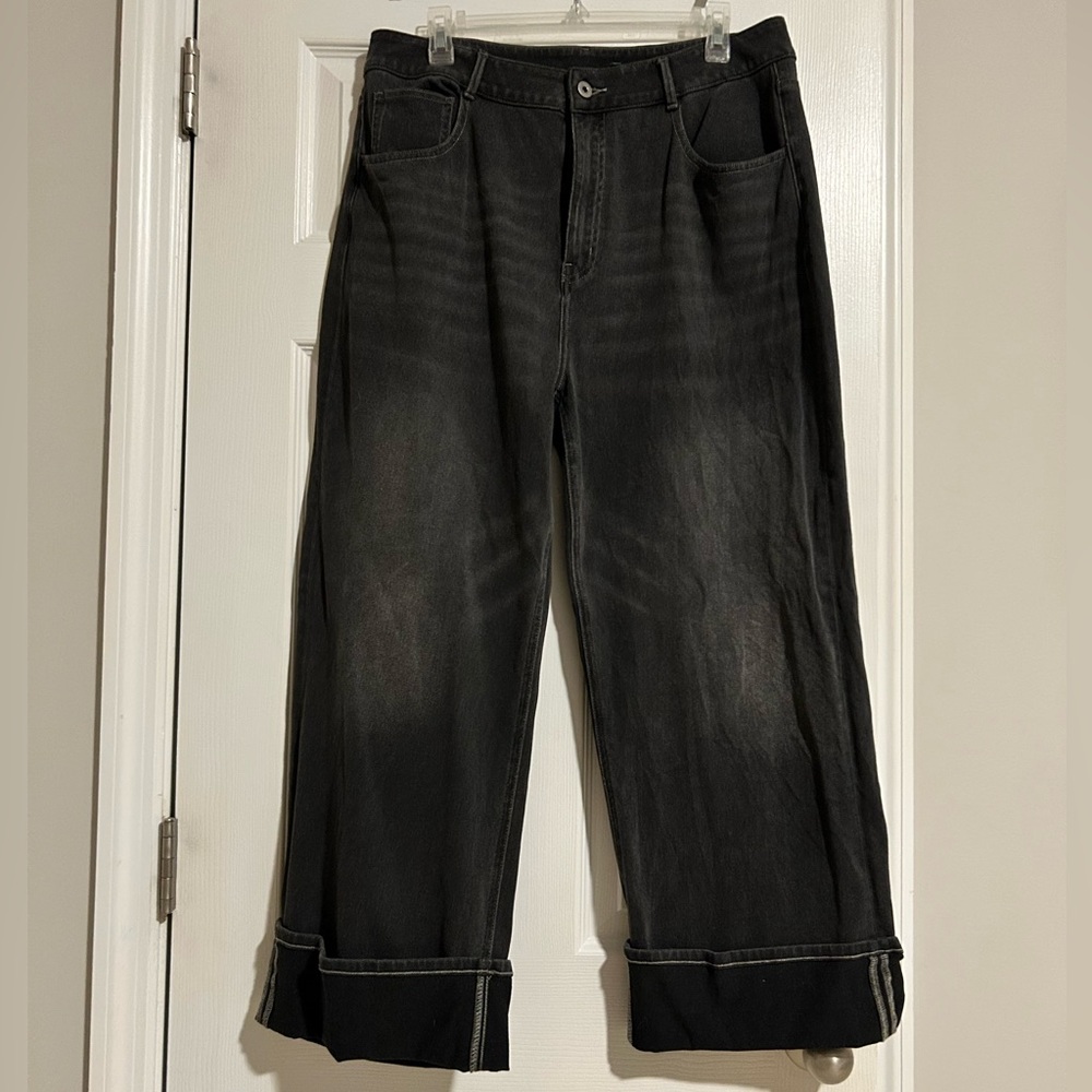 Halara High Waist Dark Grey Wide-Leg Flex Jeans